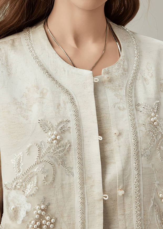 BEADED EMBROIDERY SEQUIN DECOR CROPPED JACKET - Vera Lumina