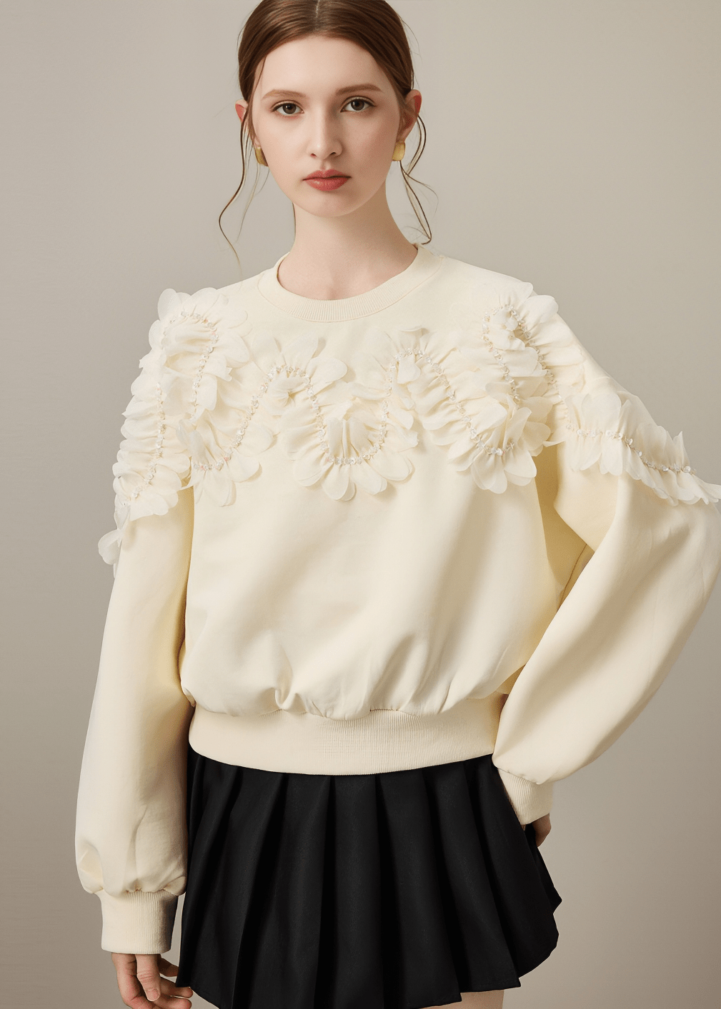 BEADED FLORAL SWEATSHIRT - Vera Lumina