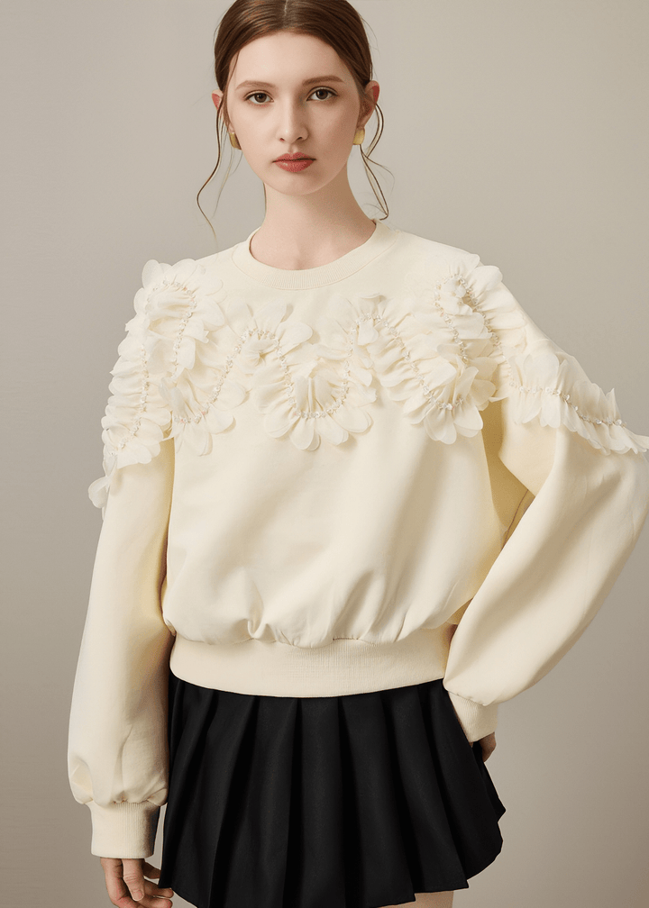 BEADED FLORAL SWEATSHIRT - Vera Lumina