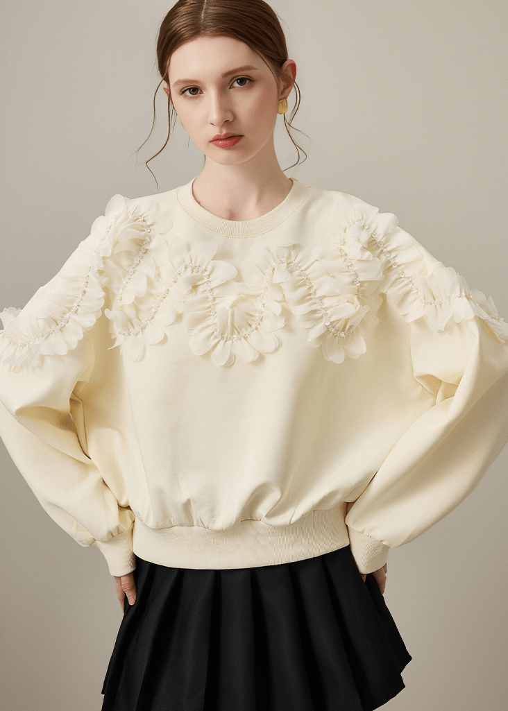 BEADED FLORAL SWEATSHIRT - Vera Lumina