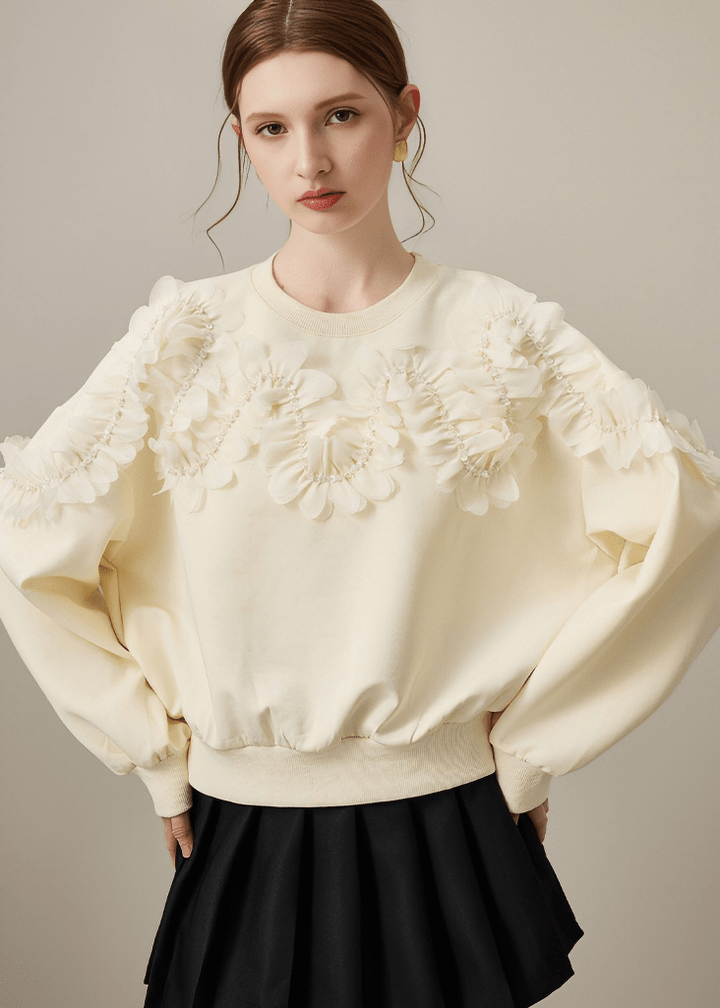 BEADED FLORAL SWEATSHIRT - Vera Lumina