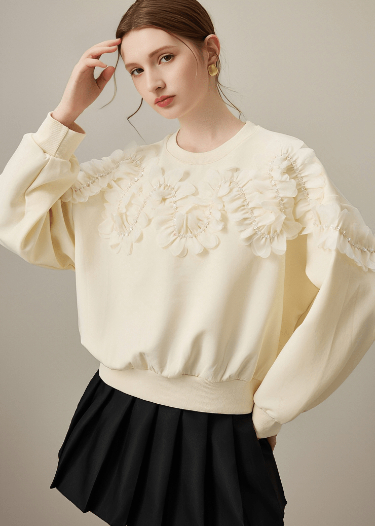 BEADED FLORAL SWEATSHIRT - Vera Lumina