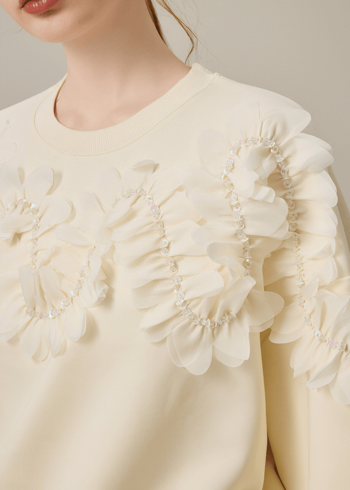 BEADED FLORAL SWEATSHIRT - Vera Lumina