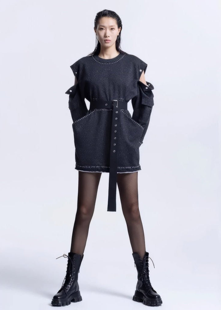 Big pocket loose crew neck DRESS - Vera Lumina