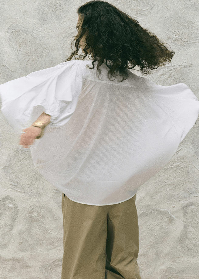 BILLOWY SLEEVE BUTTON DOWN BLOUSE - Vera Lumina