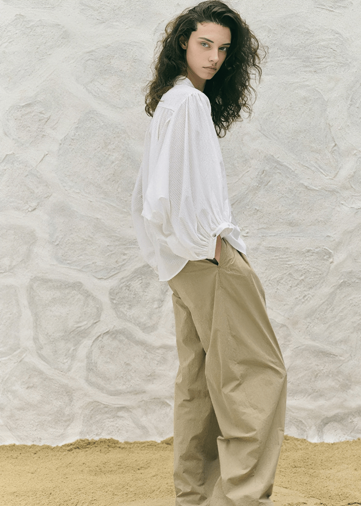 BILLOWY SLEEVE BUTTON DOWN BLOUSE - Vera Lumina