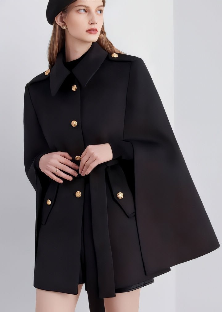 Black Cape Coat - Vera Lumina