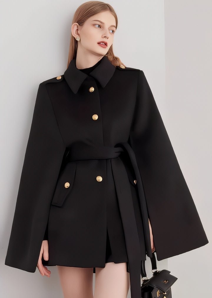 Black Cape Coat - Vera Lumina