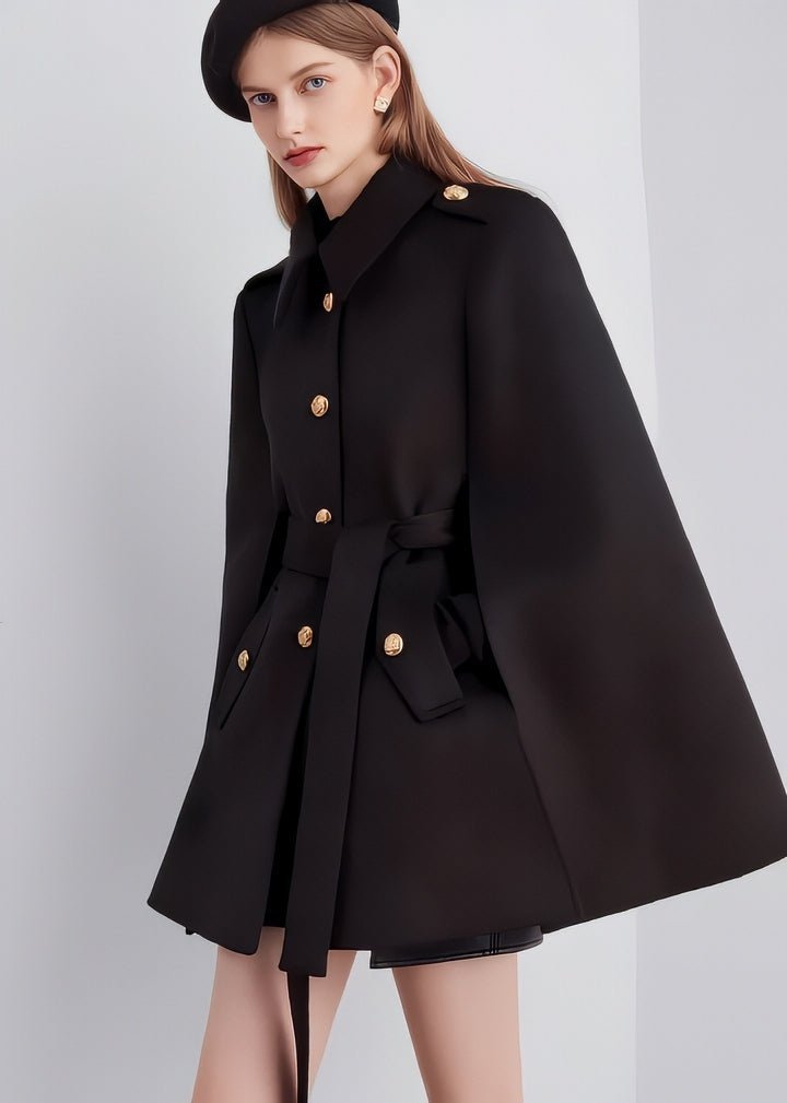 Black Cape Coat - Vera Lumina