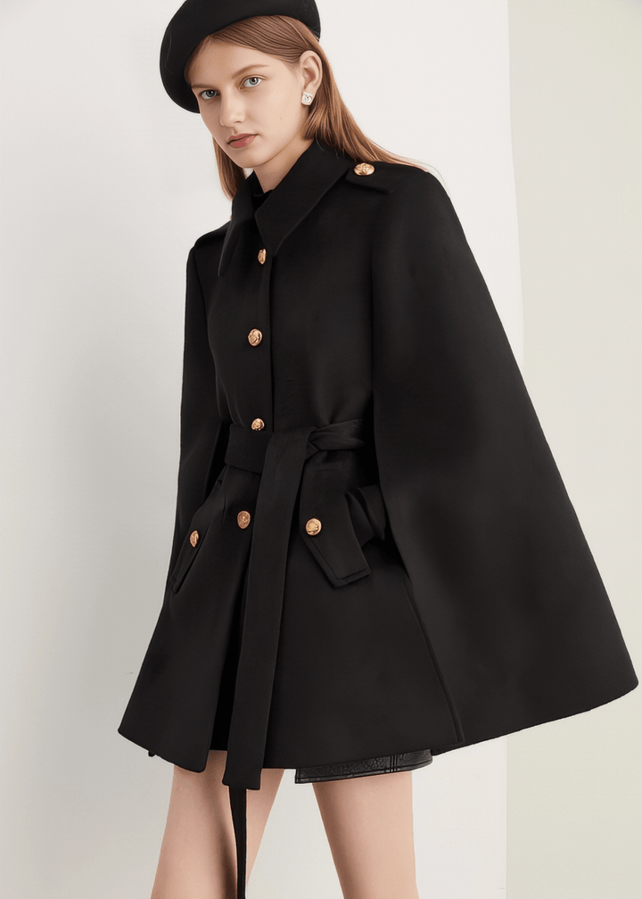 Black Cape Coat - Vera Lumina
