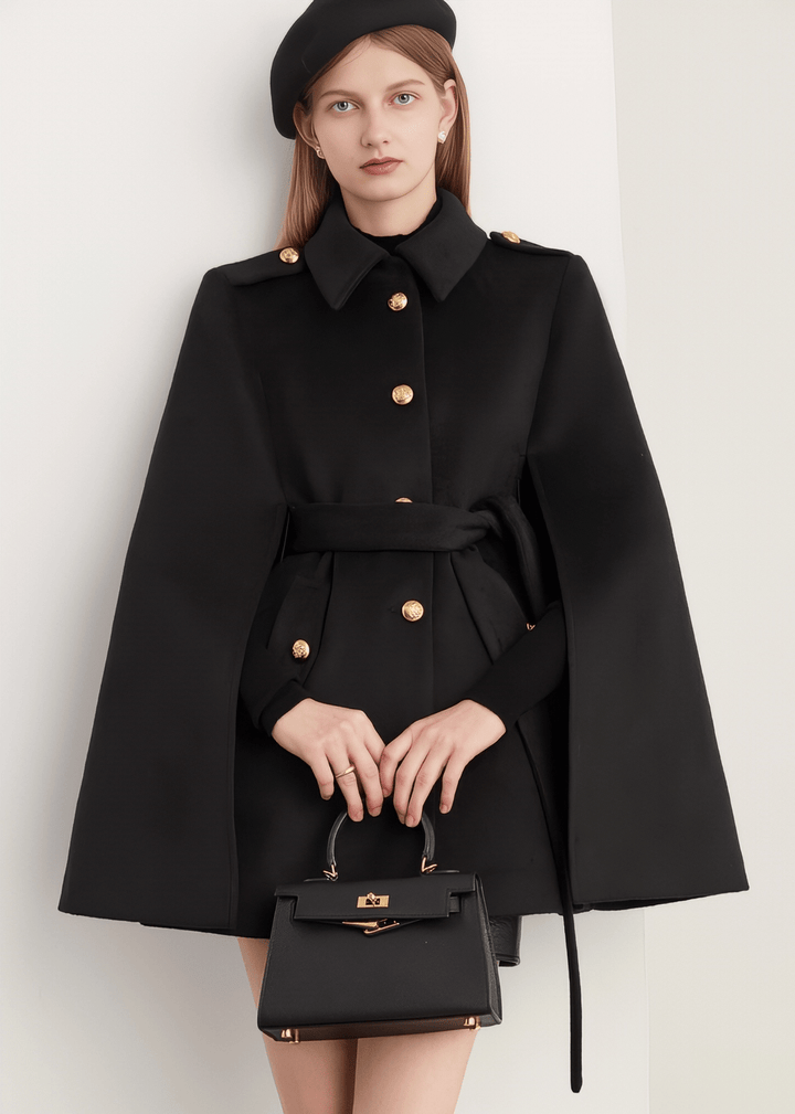 Black Cape Coat - Vera Lumina