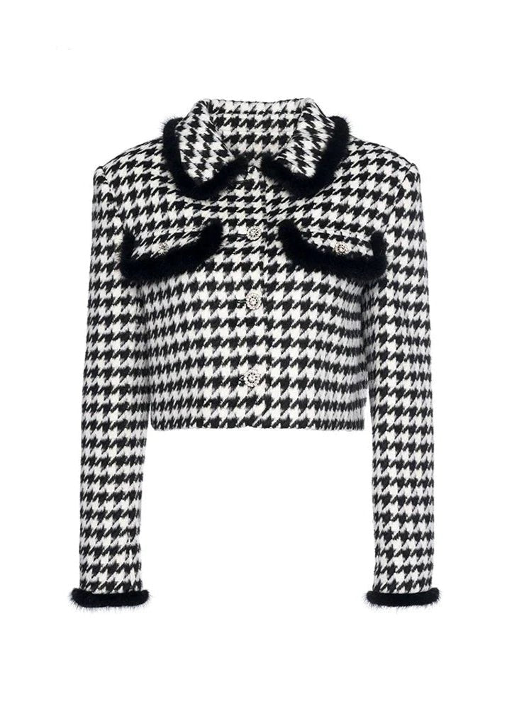black houndstooth short coat - Vera Lumina