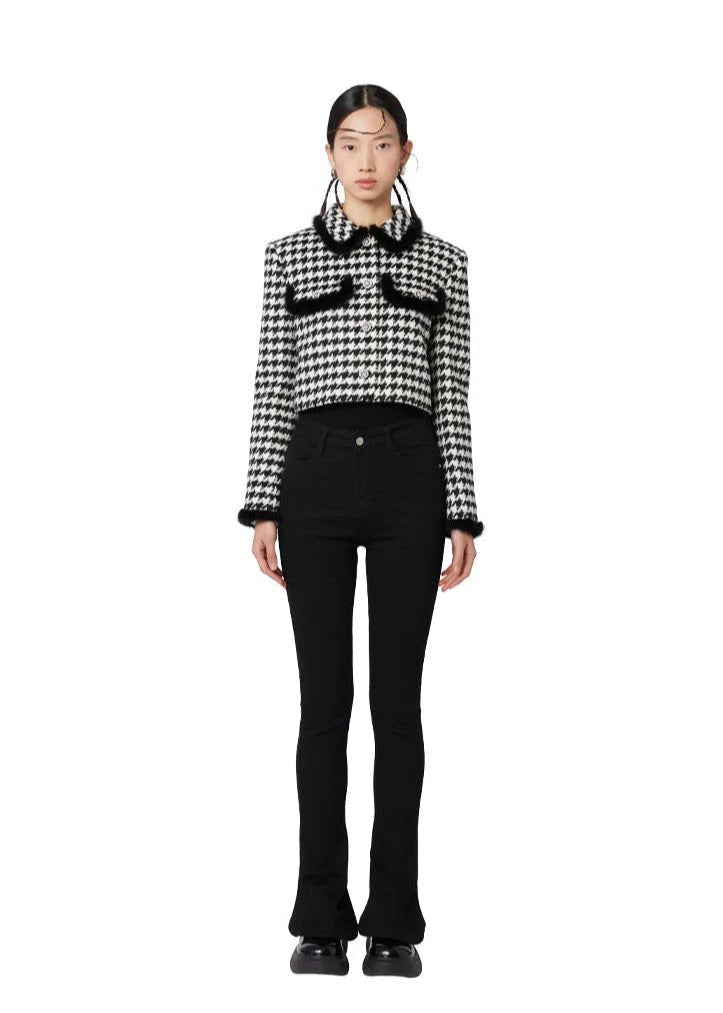 black houndstooth short coat - Vera Lumina
