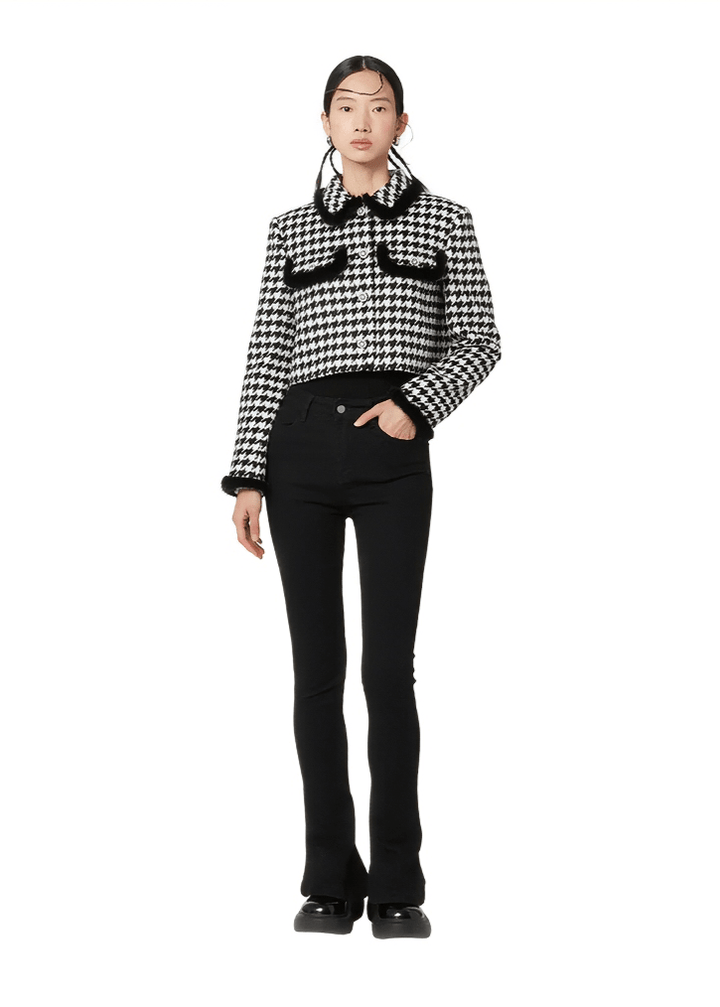 black houndstooth short coat - Vera Lumina