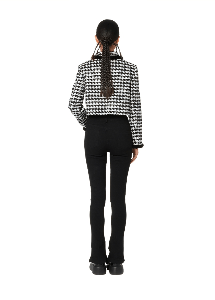black houndstooth short coat - Vera Lumina
