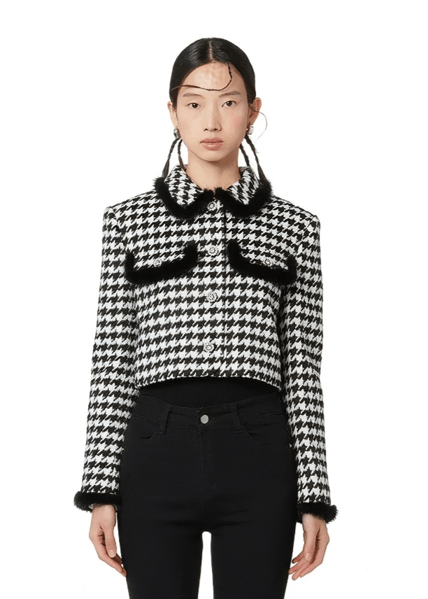 black houndstooth short coat - Vera Lumina