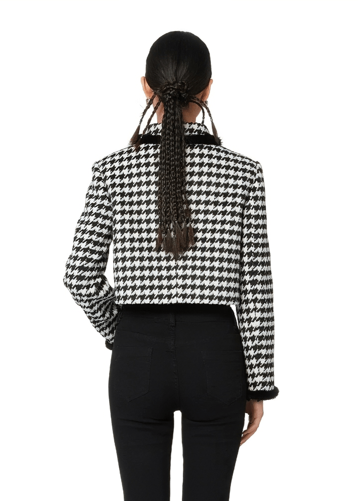 black houndstooth short coat - Vera Lumina