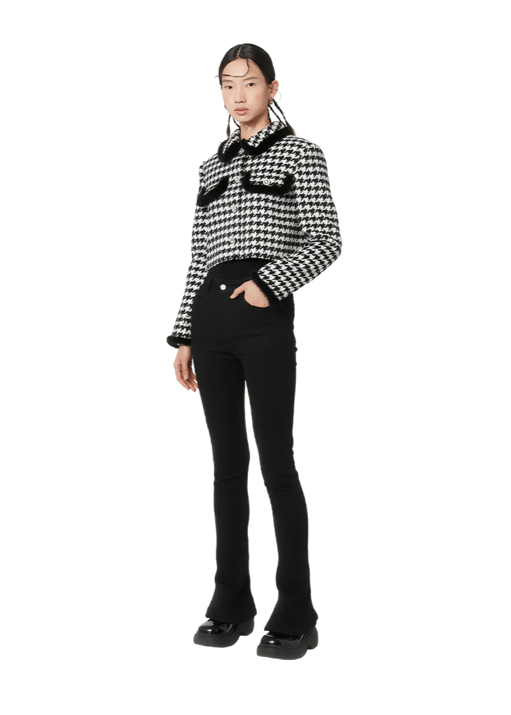 black houndstooth short coat - Vera Lumina