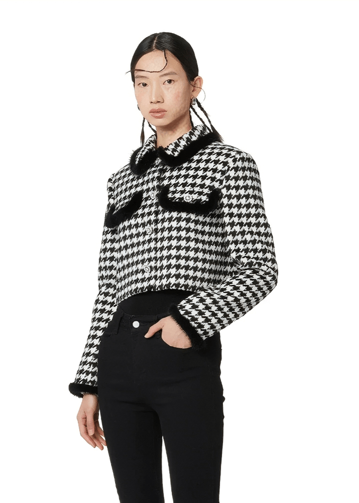 black houndstooth short coat - Vera Lumina