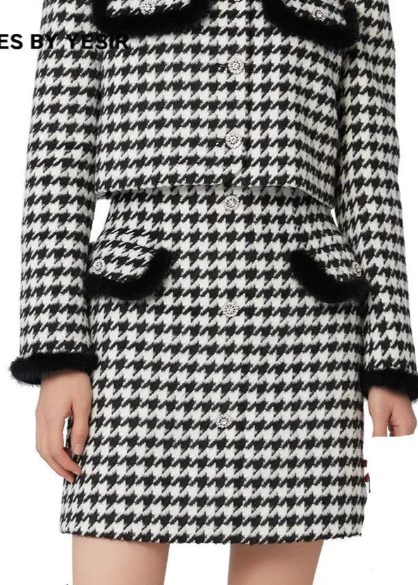 black houndstooth short skirt - Vera Lumina