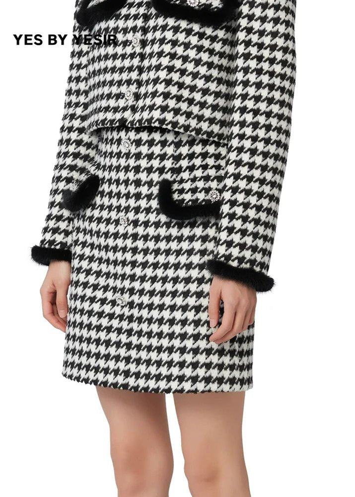 black houndstooth short skirt - Vera Lumina