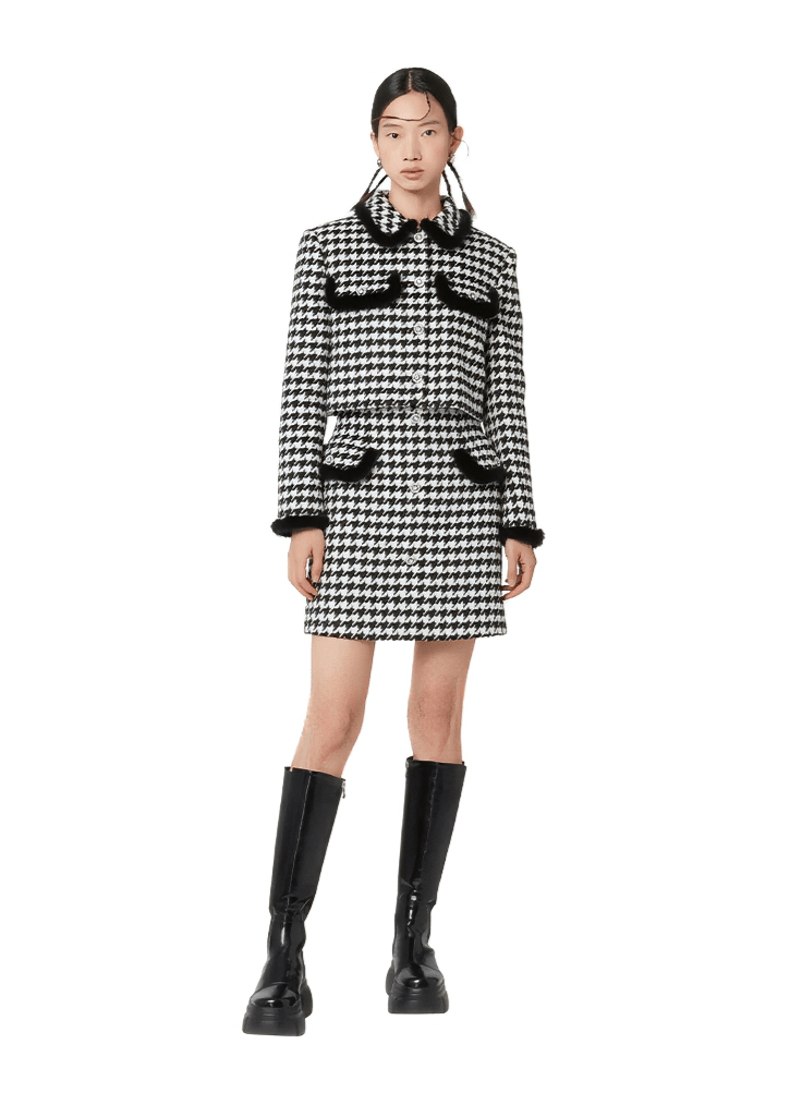 black houndstooth short skirt - Vera Lumina