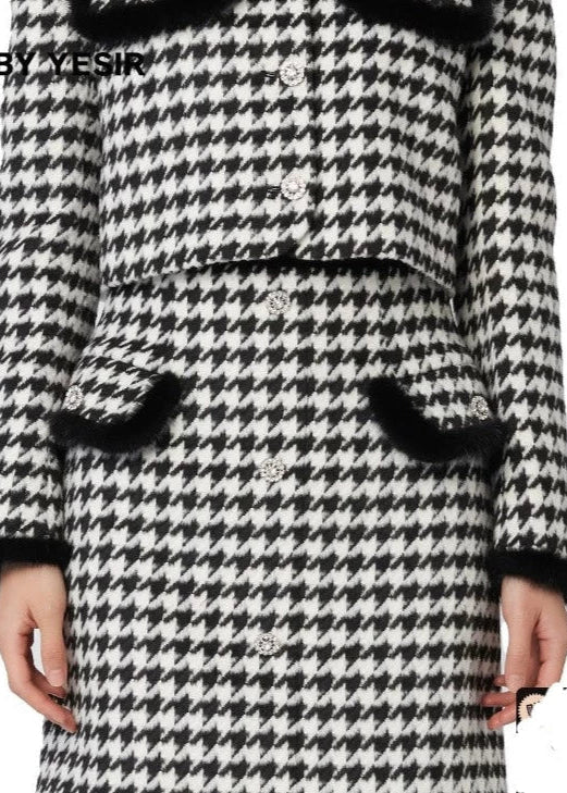 black houndstooth short skirt - Vera Lumina