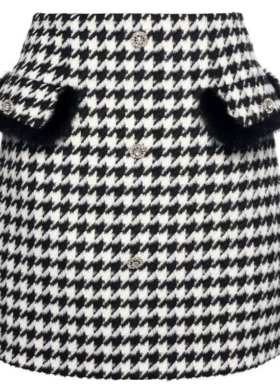black houndstooth short skirt - Vera Lumina