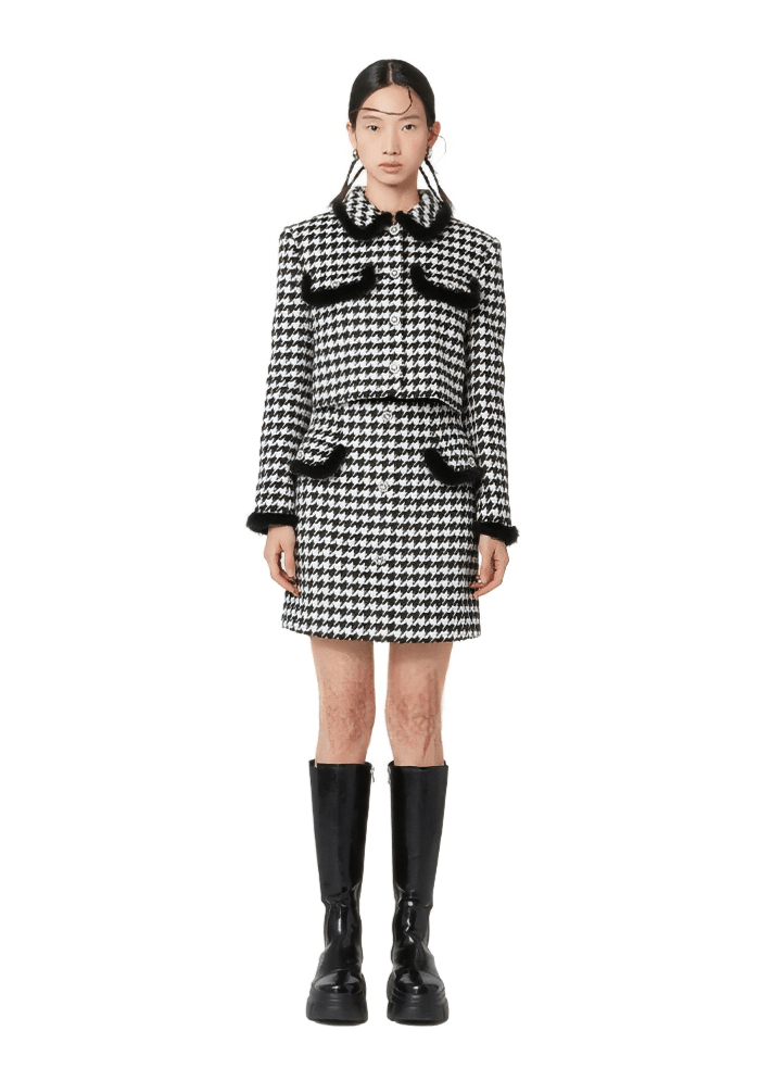 black houndstooth short skirt - Vera Lumina