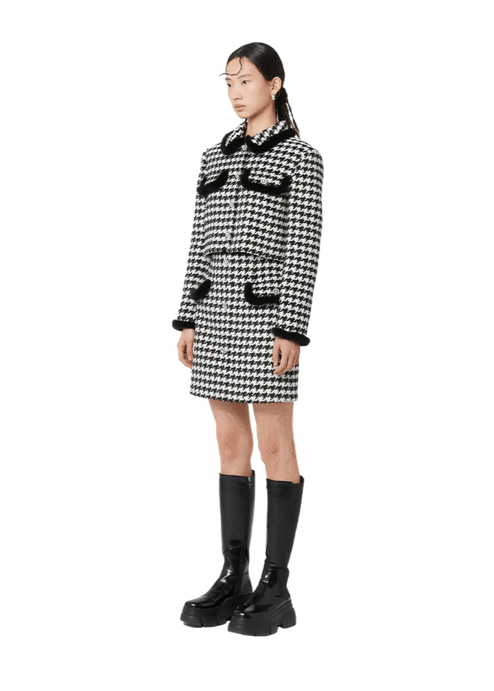black houndstooth short skirt - Vera Lumina