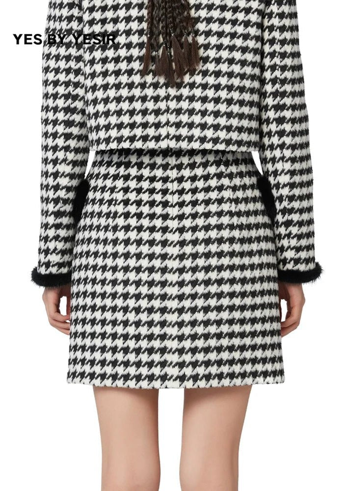 black houndstooth short skirt - Vera Lumina