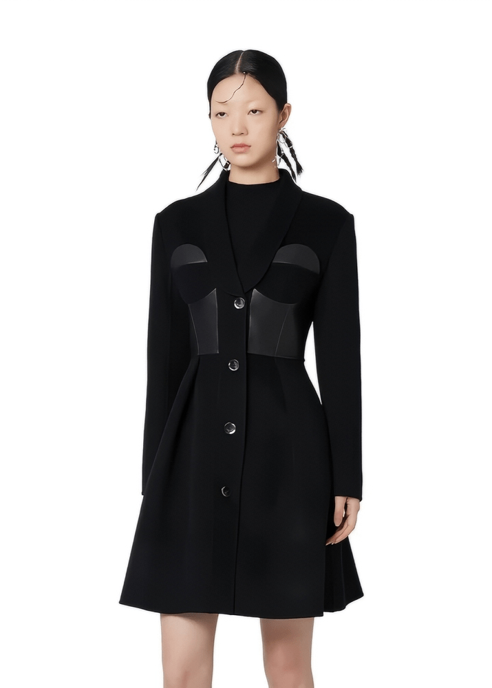 black mask cocktail coat dress - Vera Lumina