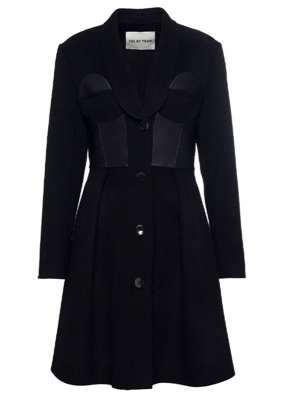 black mask cocktail coat dress - Vera Lumina