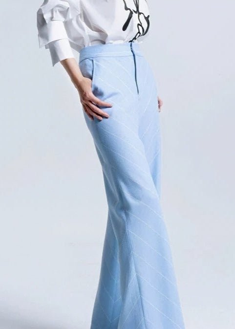 blue suit draped wide leg pants - Vera Lumina