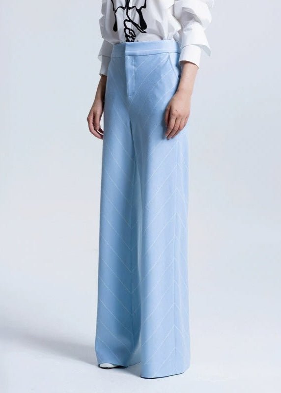 blue suit draped wide leg pants - Vera Lumina