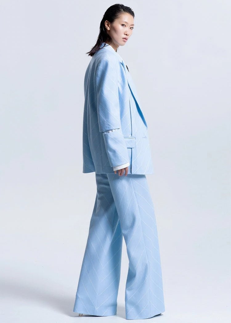 blue suit draped wide leg pants - Vera Lumina