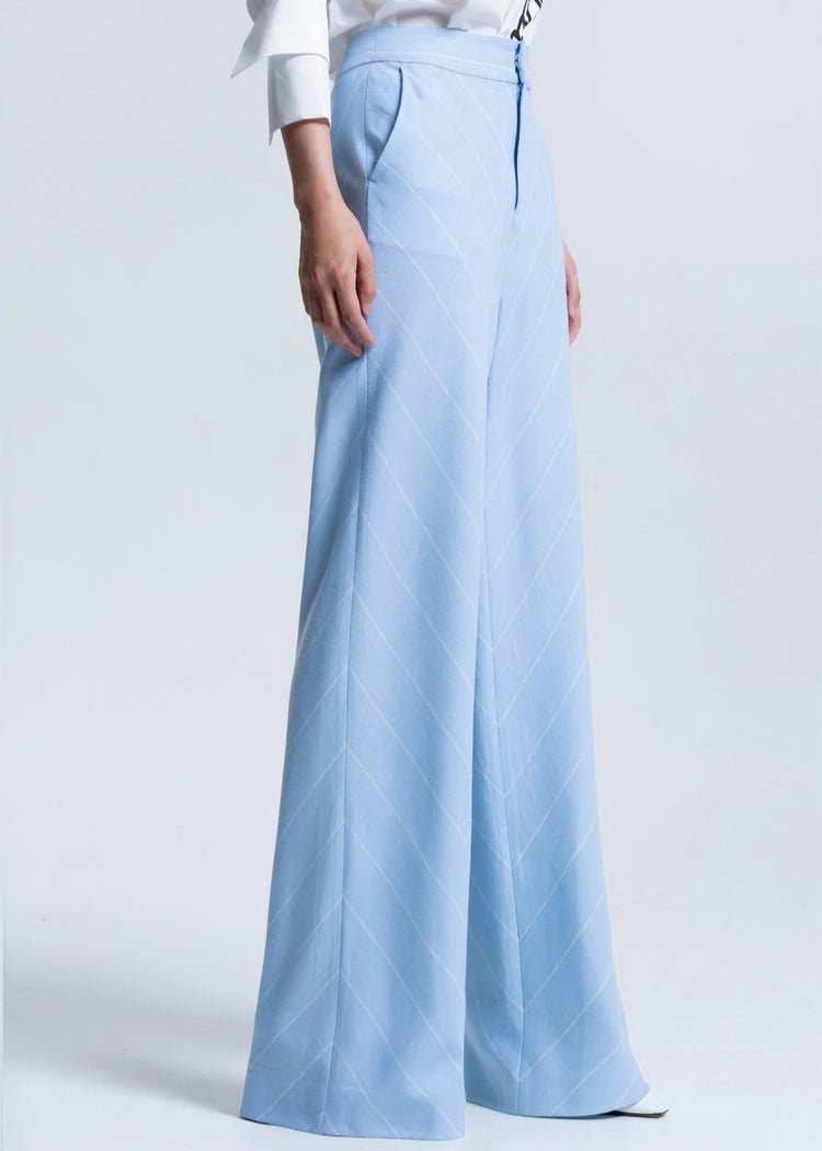 blue suit draped wide leg pants - Vera Lumina