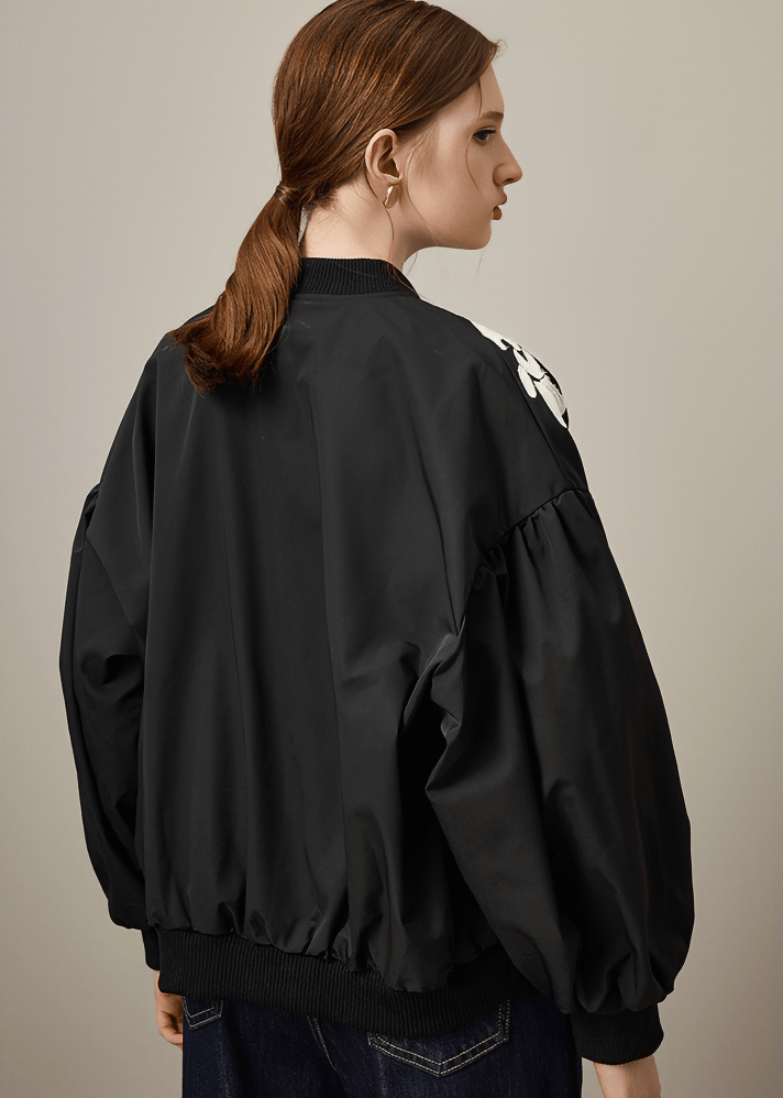 BOTANICAL EMBROIDERED BOMBER JACKET - Vera Lumina