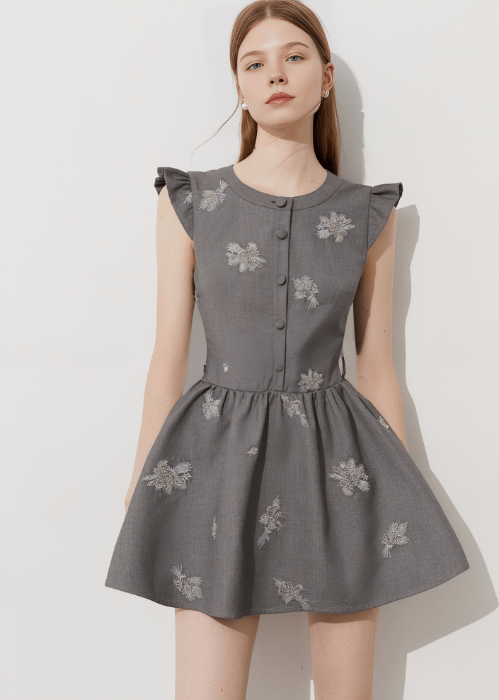 BOTANICAL EMBROIDERED PINAFORE DRESS - Vera Lumina