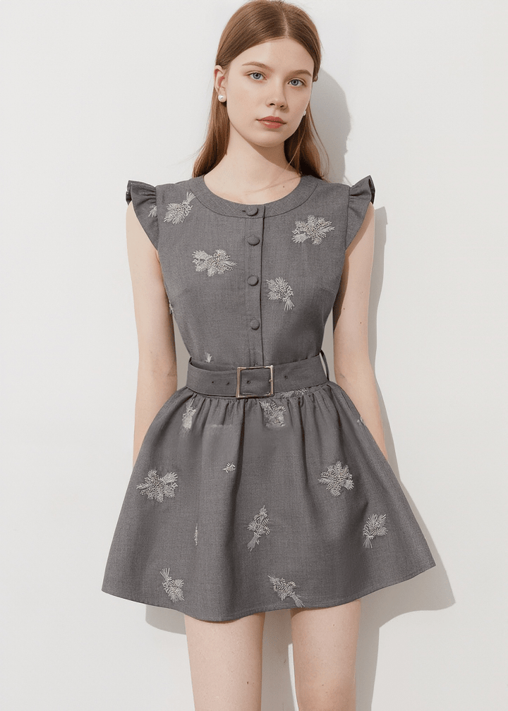 BOTANICAL EMBROIDERED PINAFORE DRESS - Vera Lumina