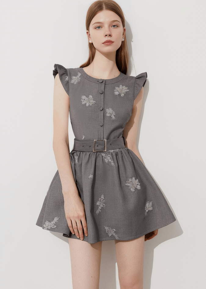 BOTANICAL EMBROIDERED PINAFORE DRESS - Vera Lumina