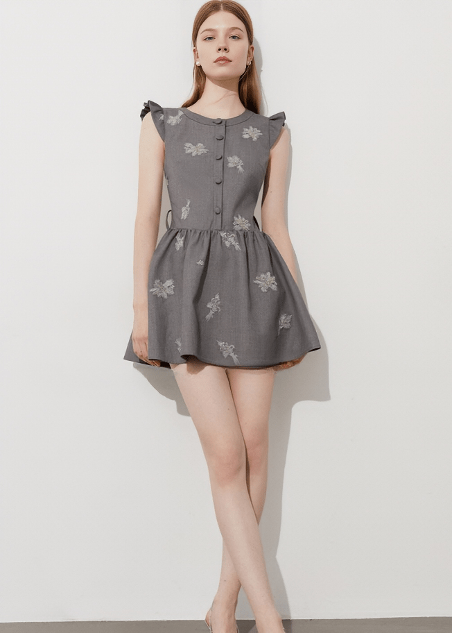 BOTANICAL EMBROIDERED PINAFORE DRESS - Vera Lumina
