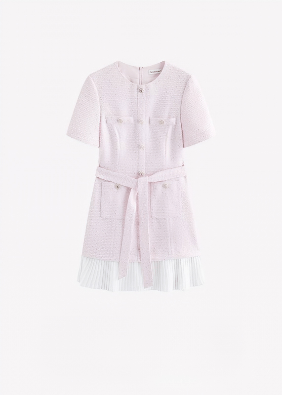BOUCLÉ BELTED SHIRT DRESS - Vera Lumina