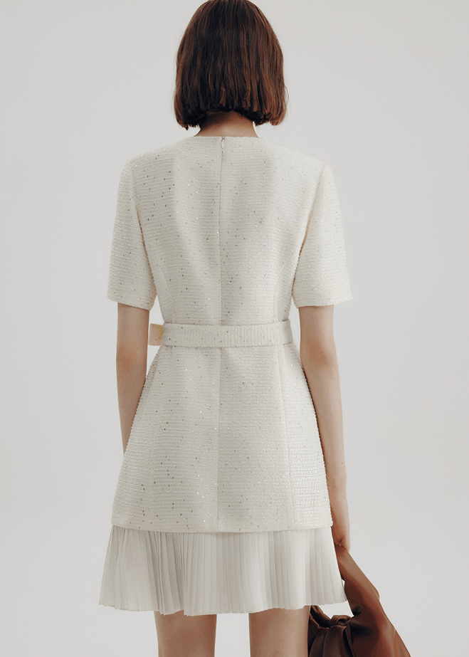 BOUCLÉ BELTED SHIRT DRESS - Vera Lumina