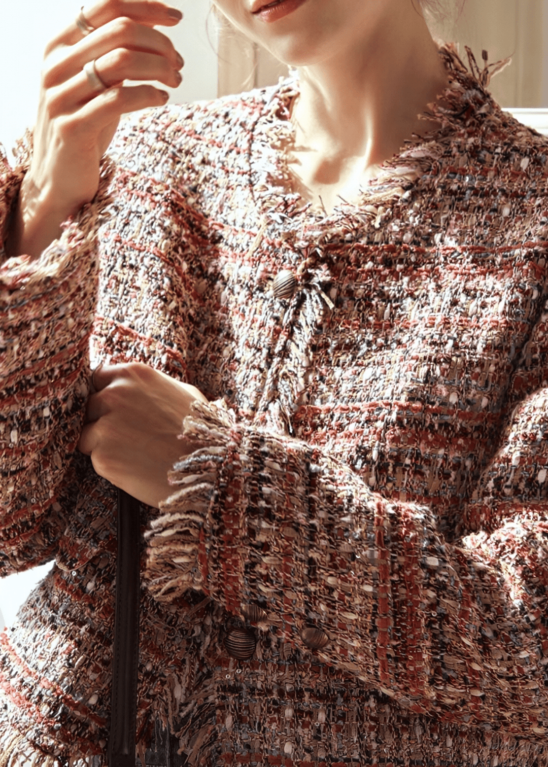 BOUCLÉ FRAYED EDGE JACKET - Vera Lumina