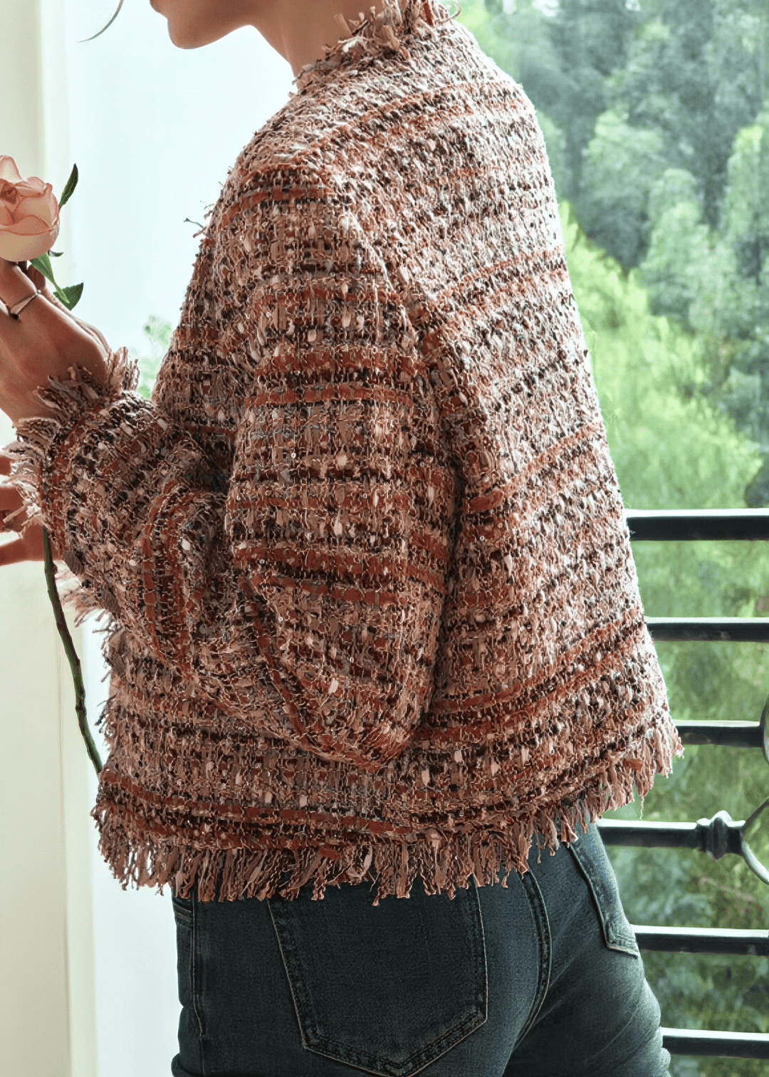 BOUCLÉ FRAYED EDGE JACKET - Vera Lumina