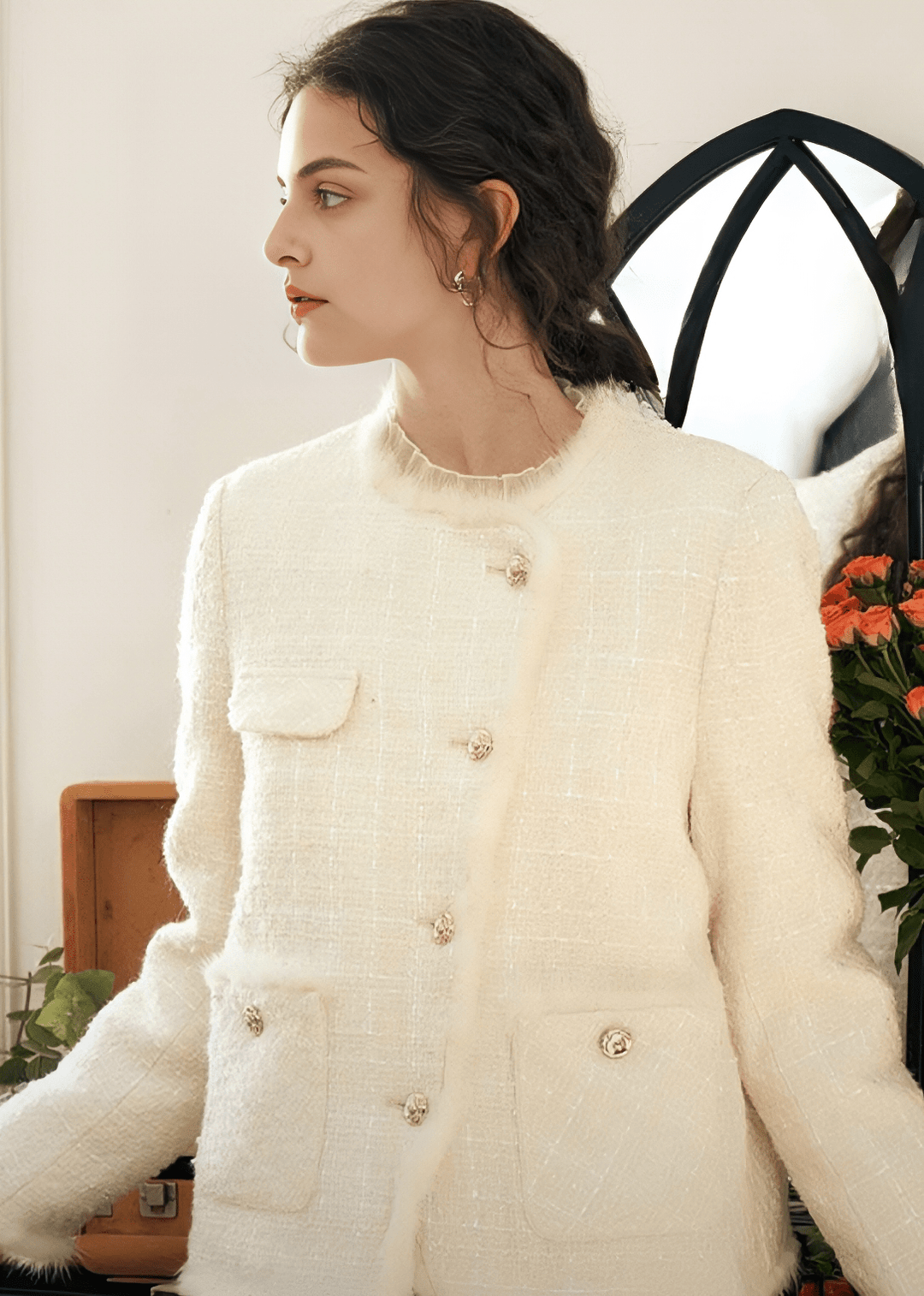 BOUCLÉ TEXTURED TWEED JACKET - Vera Lumina