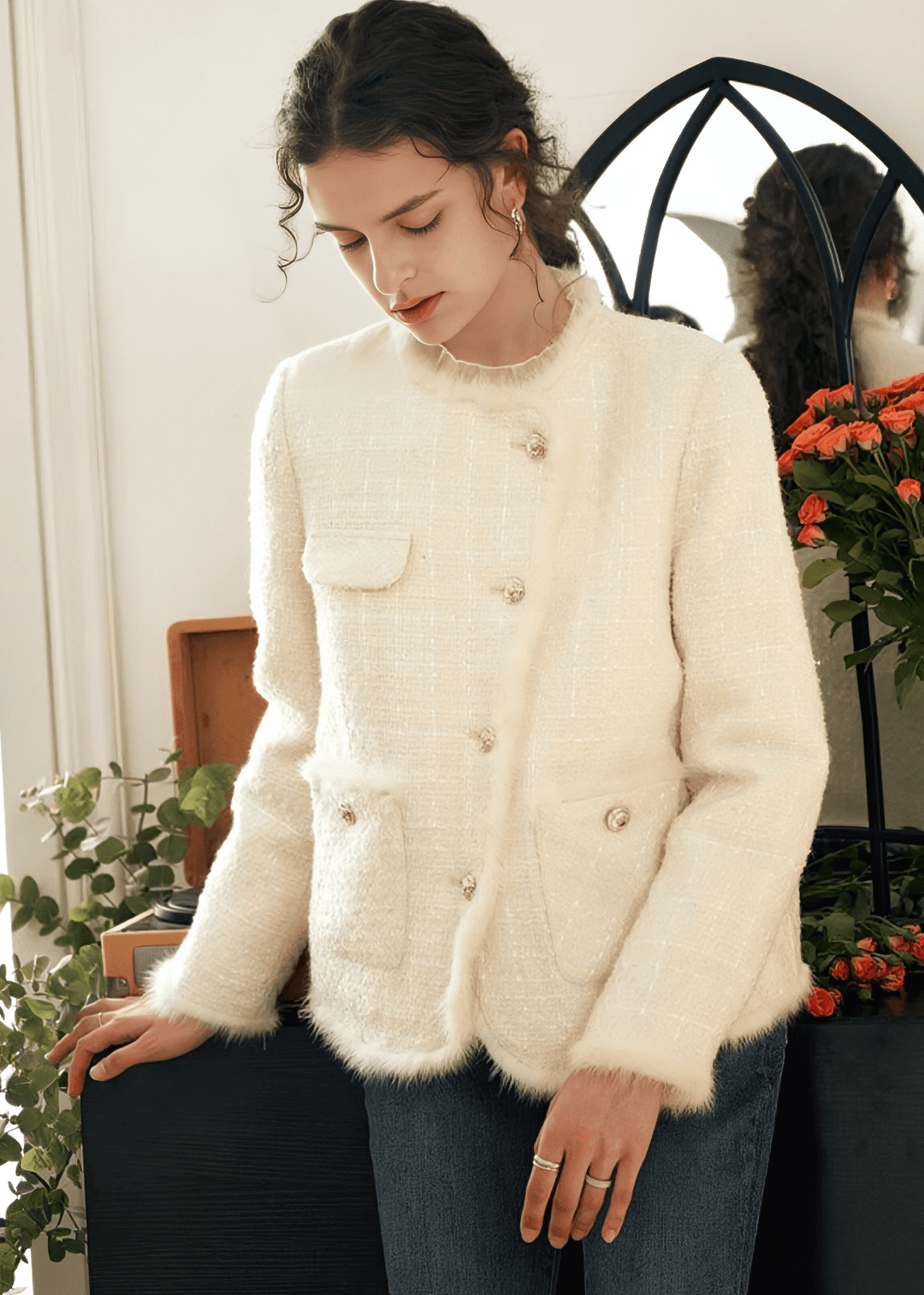 BOUCLÉ TEXTURED TWEED JACKET - Vera Lumina