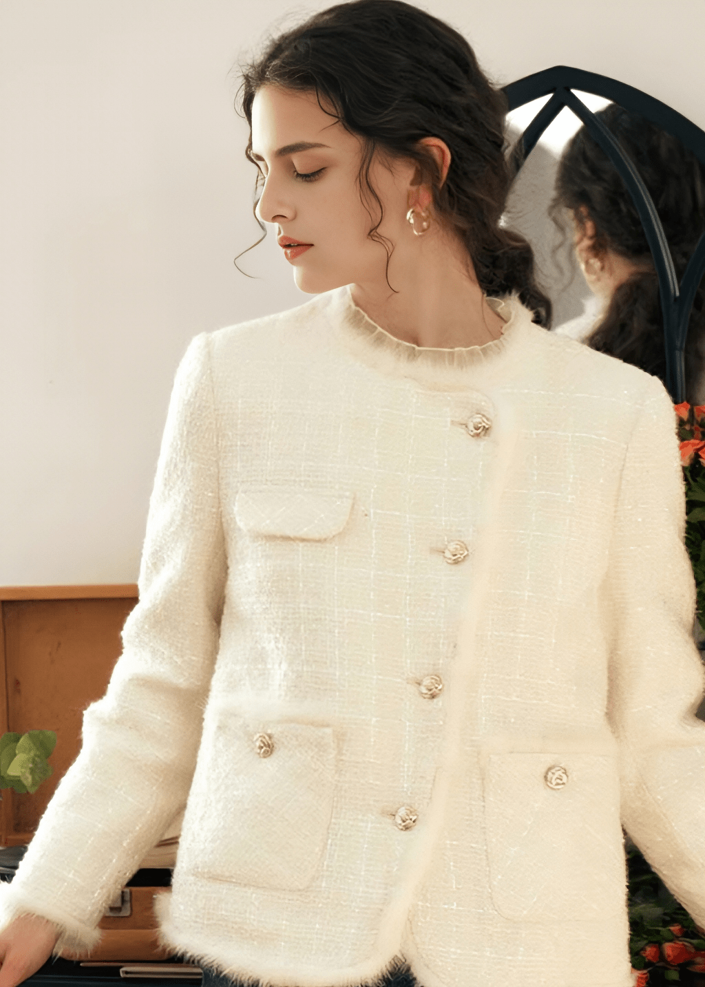 BOUCLÉ TEXTURED TWEED JACKET - Vera Lumina