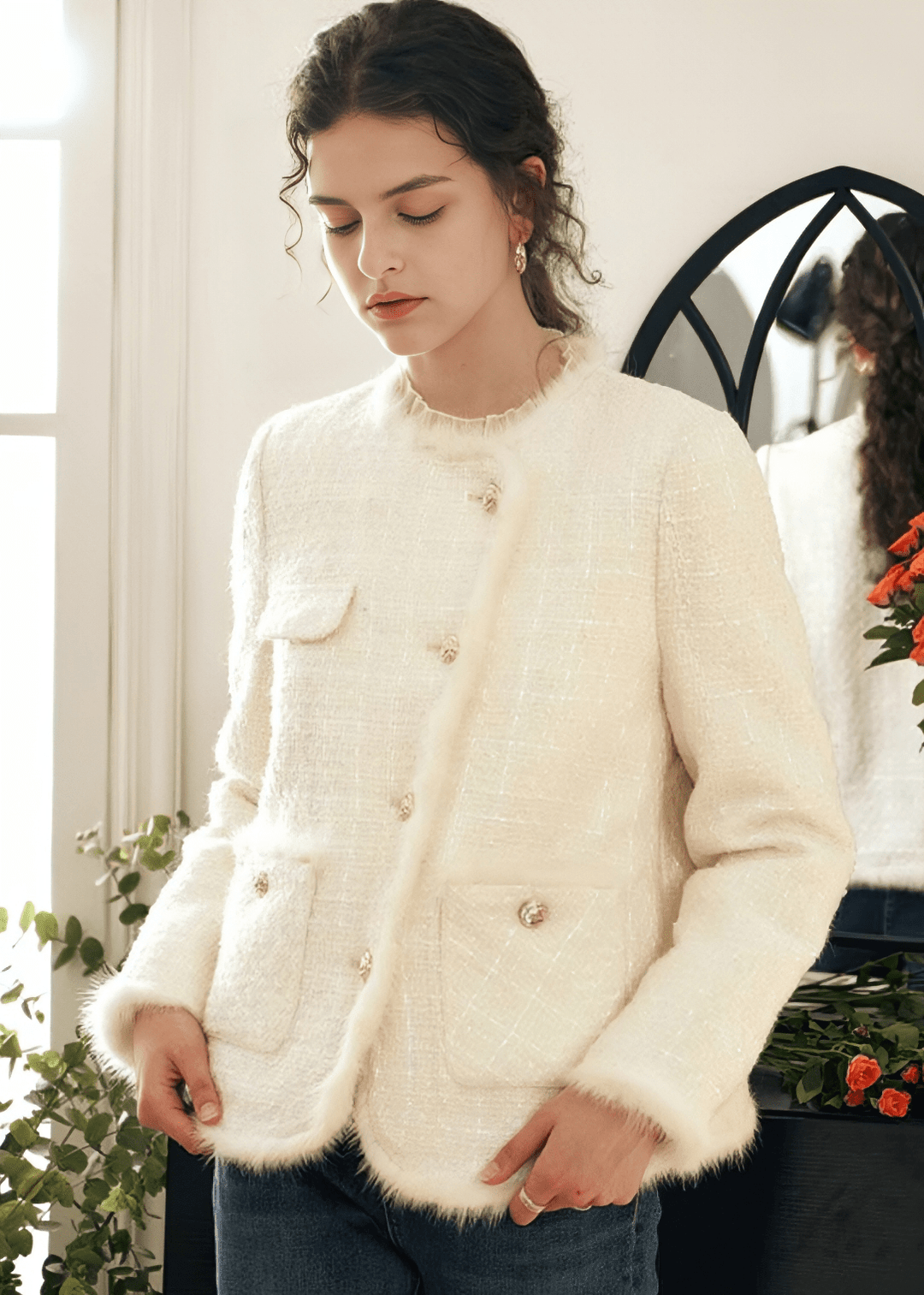 BOUCLÉ TEXTURED TWEED JACKET - Vera Lumina
